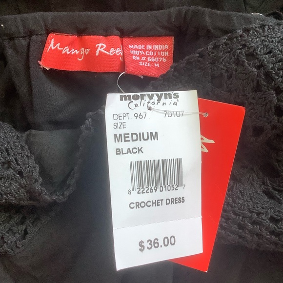 NWT Mango Reef Black Crochet Lace Sleeveless Slip Swing Mini Dress Size M - Picture 9 of 9